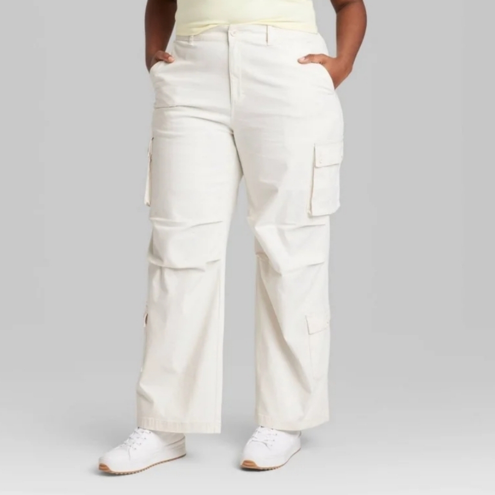 Women’s White High-Rise Cargo Utility Pants Size XXL